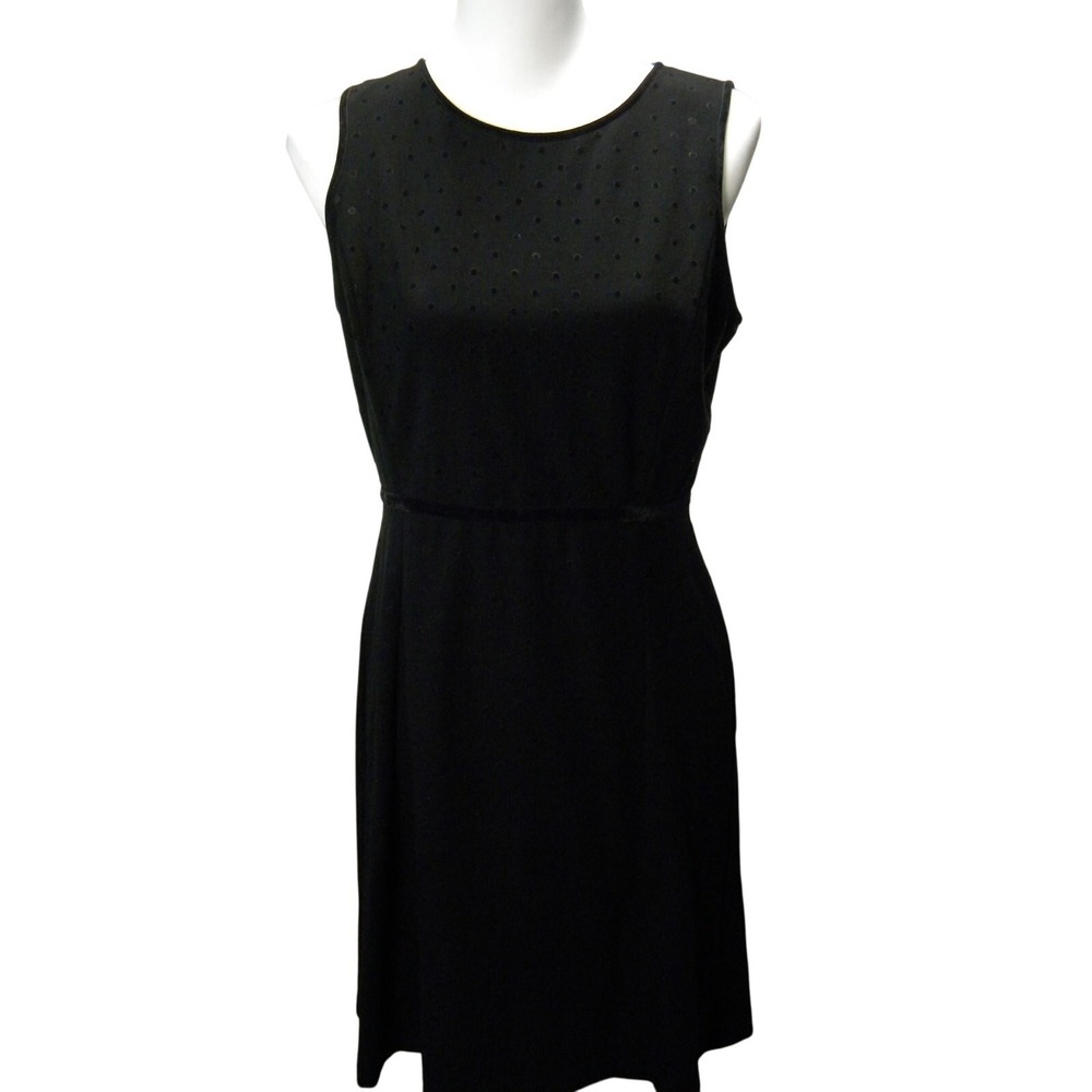 Talbots Women's Black Dot Sleeveless Short Dress Stretch Travel Size 8P